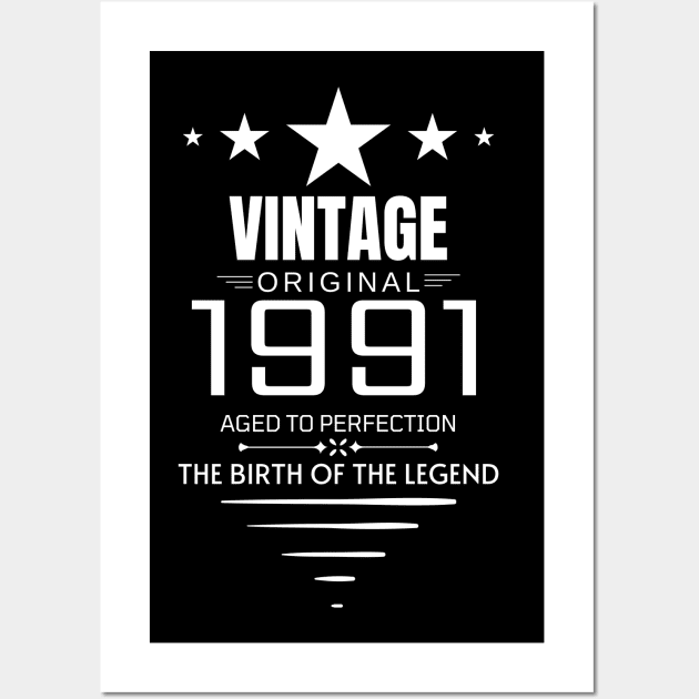 Vintage 1991 - Birthday Gift Wall Art by Fluen